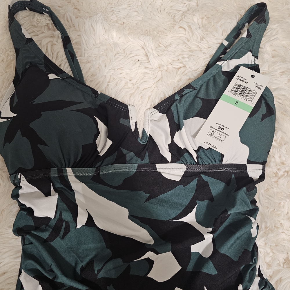 Stylish Womens One Piece Swimsuit - Green and Black - Picture 3 of 6